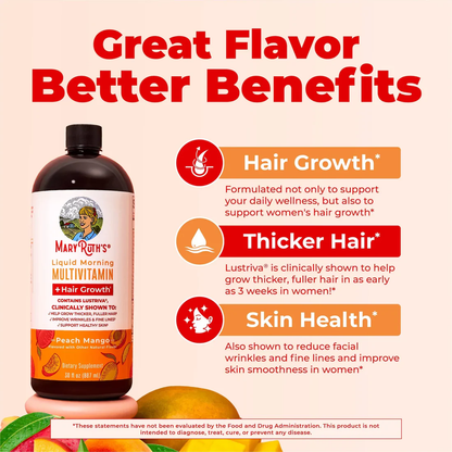 MaryRuth Organics Women's Hair Growth MAX Liposomal 15.22 Fl Oz|  Liquid Multivitamin+Hair Growth 30 Fl Oz| Daily Liquid Hair Formula 16 Fl Oz