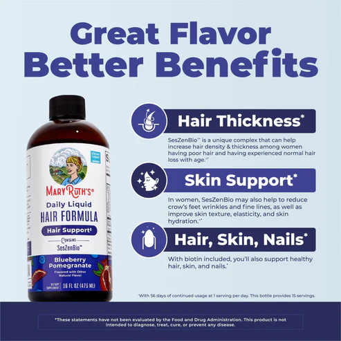 MaryRuth Organics Women's Hair Growth MAX Liposomal 15.22 Fl Oz|  Liquid Multivitamin+Hair Growth 30 Fl Oz| Daily Liquid Hair Formula 16 Fl Oz