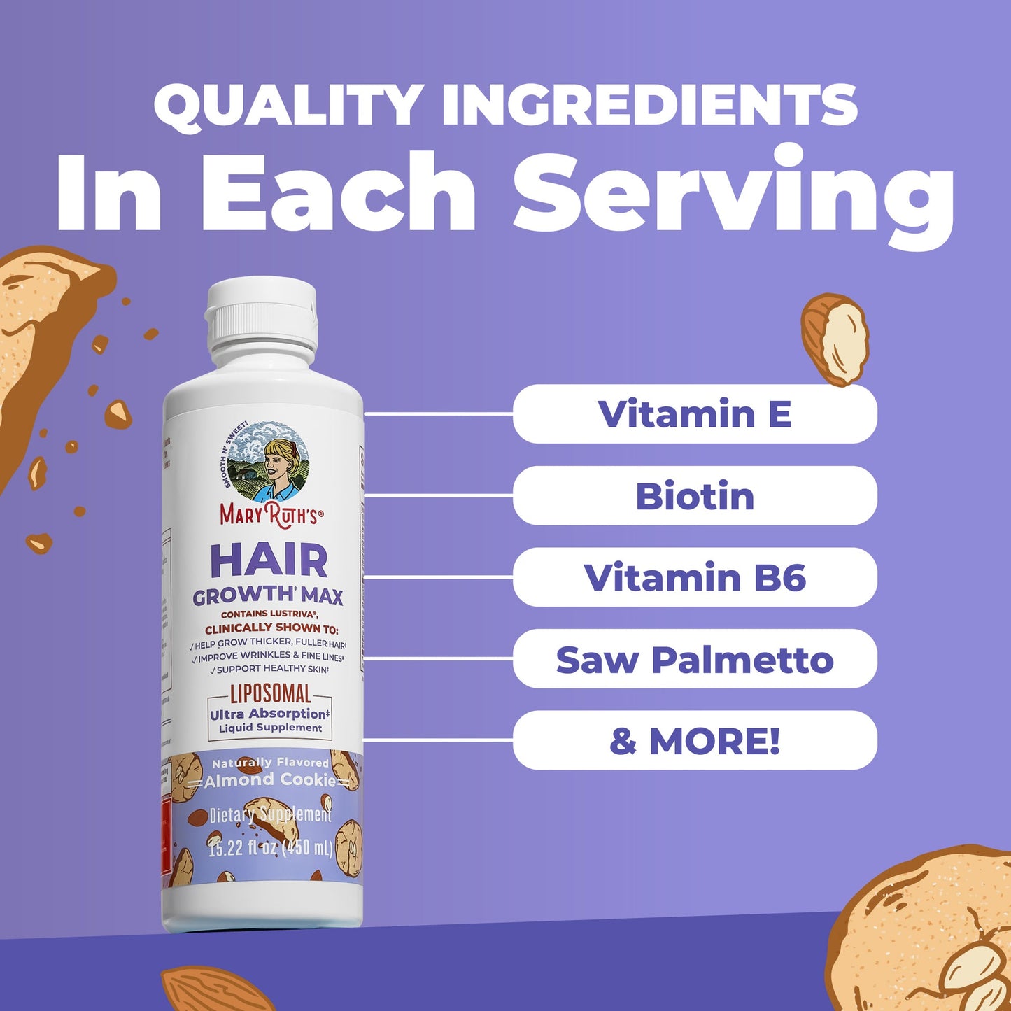 MaryRuth Organics Women's Hair Growth MAX Liposomal 15.22 Fl Oz|  Liquid Multivitamin+Hair Growth 30 Fl Oz| Daily Liquid Hair Formula 16 Fl Oz